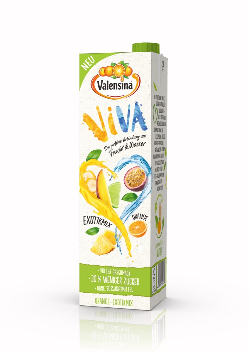 Valensina VIVA fruchtigleichter Saftgenuss mit weniger Fruchtzucker